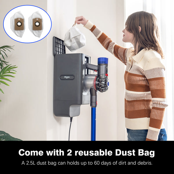 VacuMate-Self-Empty Station for Dyson V8 Stick Vacuum, Dust Collector Prevent Flying Dust, Hand-Free Trash Collection with 1000W Power Suction - DAYOOSMART